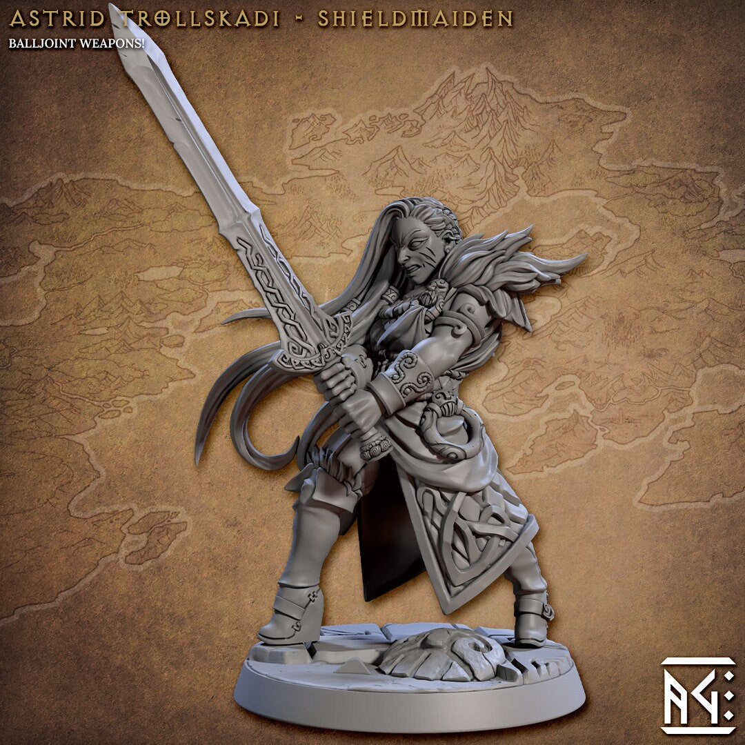 Astrid - 3D Printed Miniature - Fantasy Miniature -Tabletop Miniature - Tabletop Miniature - D&D - Artisan Guild DnD