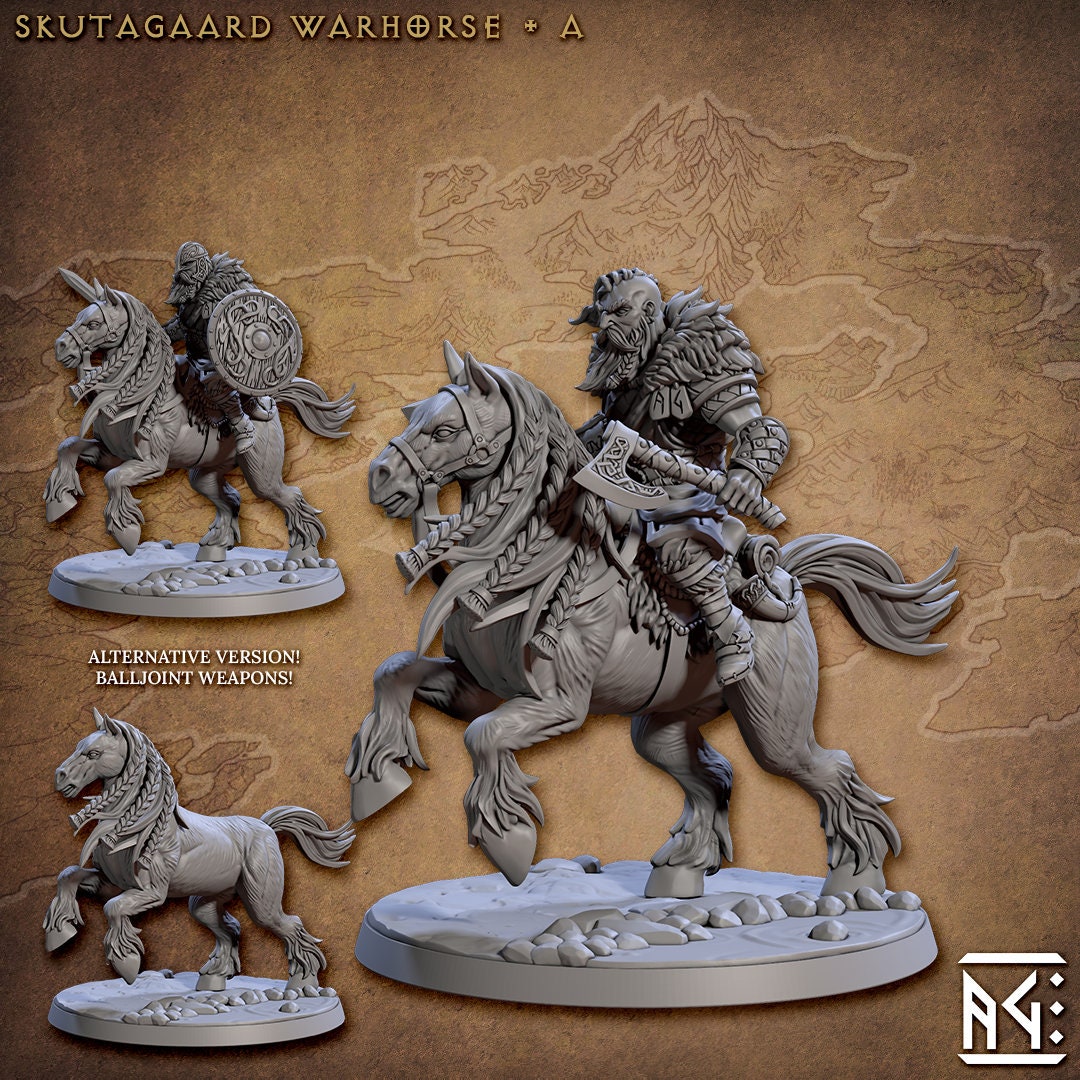 Warhorses - 3D Printed Miniature - Fantasy Miniature -Tabletop  Miniature - Tabletop Miniature - D&D - Artisan Guild DnD