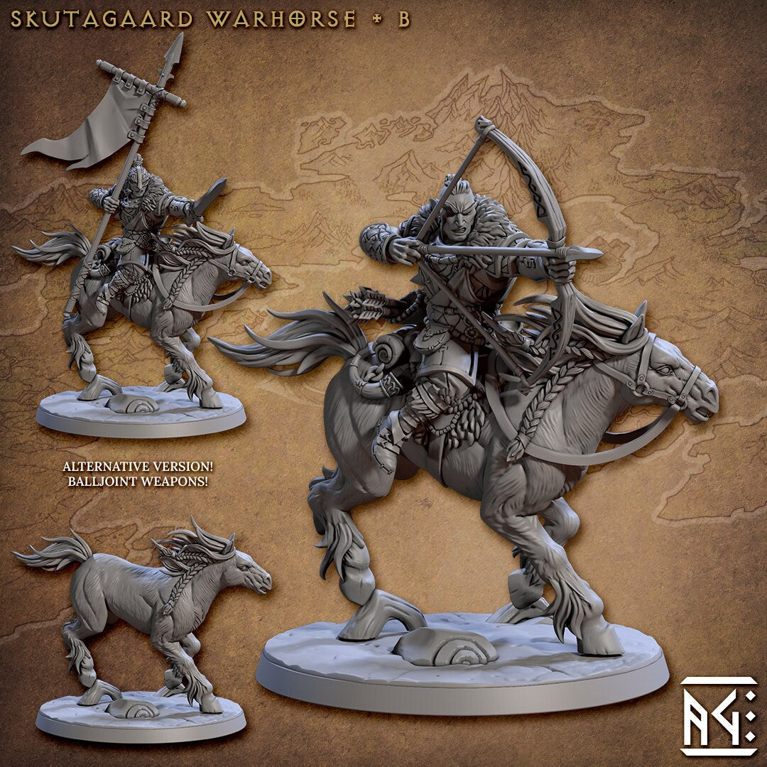 Warhorses - 3D Printed Miniature - Fantasy Miniature -Tabletop Miniature - Tabletop Miniature - D&D - Artisan Guild DnD