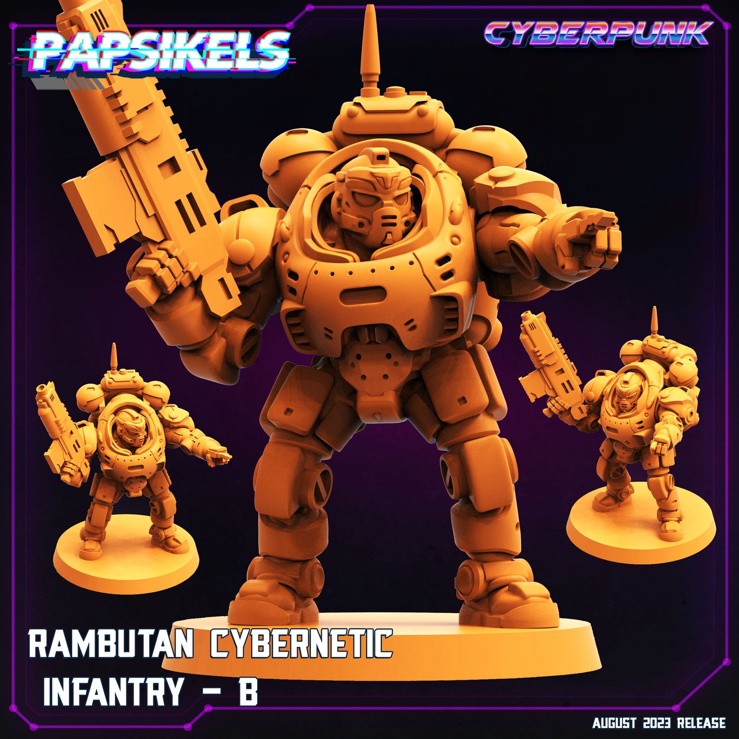 Cybernetic Infantry -  Resin Miniature - Tabletop  miniature - Fantasy Miniature - 32mm - D&D -  Sci-fi Miniature - Papsikel