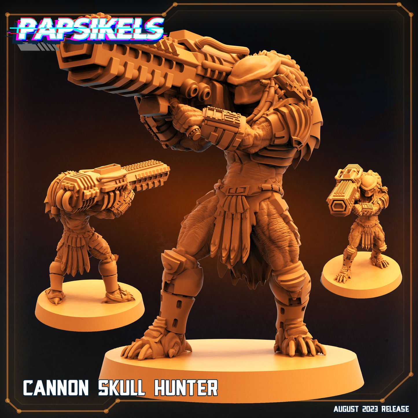 Cannon Skull Hunter -  Resin Miniature - Tabletop  miniature - Fantasy Miniature - 32mm - D&D -  Sci-fi Miniature - Papsikel