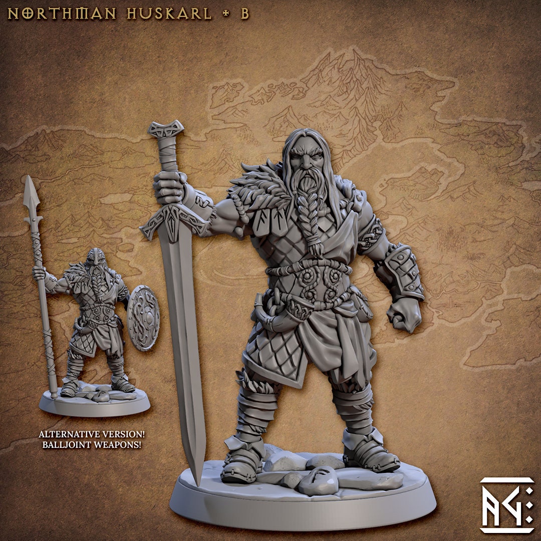 Huskarl - 3D Printed Miniature - Fantasy Miniature -Tabletop  Miniature - Tabletop Miniature - D&D - Artisan Guild DnD