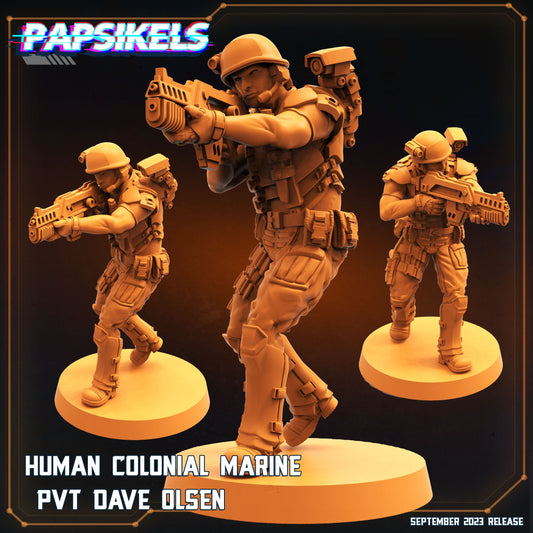 Human Colonial Dave Olsen - Resin Miniature - Tabletop miniature - Fantasy Miniature - 32mm - D&D - Sci-fi Miniature - Papsikel