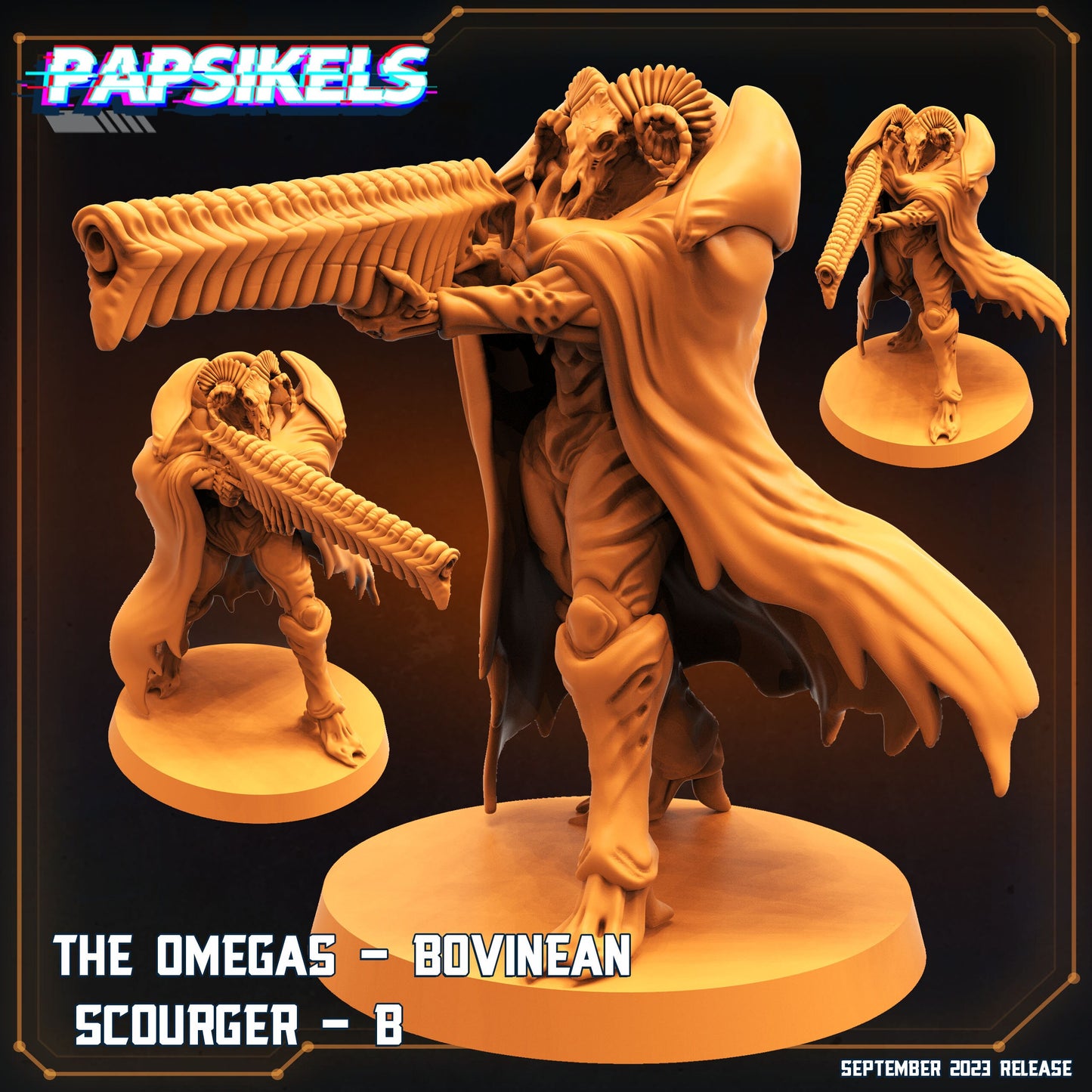 The Omegas Bovinean   -  Resin Miniature - Tabletop  miniature - Fantasy Miniature - 32mm - D&D -  Sci-fi Miniature - Papsikel