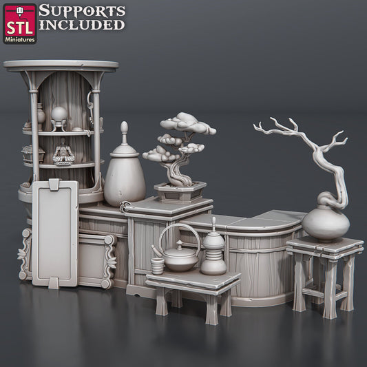 Antique Shop Counter  - Tabletop  miniature - Fantasy - 32mm - D&D  Resin Miniature