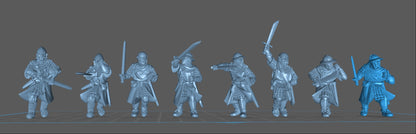 8 English men at arms -  Resin Miniature - Tabletop  miniature - Medieval Miniature - 28mm