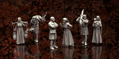 Villagers - Resin Miniature - Tabletop miniature - Medieval Miniature - 28mm