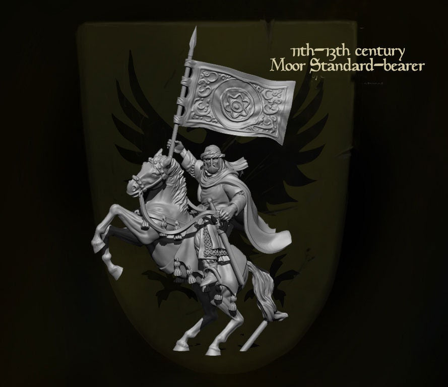 Moore standard Bearer -  Resin Miniature - Tabletop  miniature - Medieval Miniature - 28mm