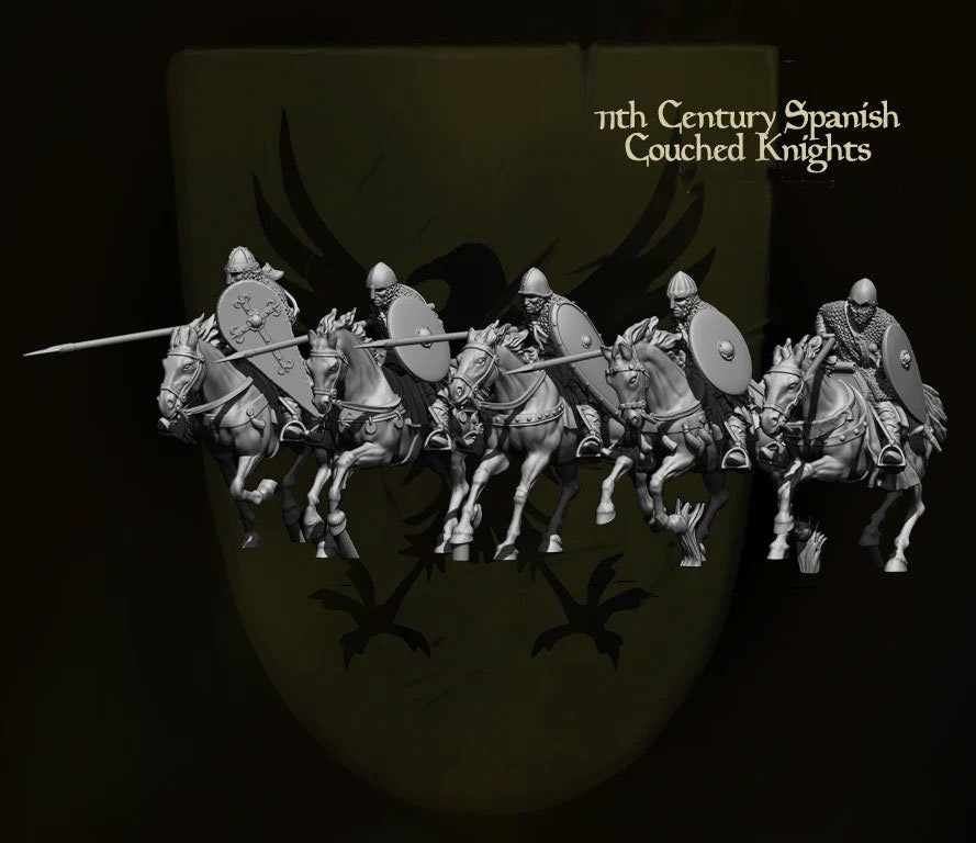 Spanish Couched Knights - Resin Miniature - Tabletop miniature - Medieval Miniature - 28mm