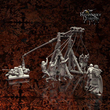 Trebuchet scene - Resin Miniature - Tabletop miniature - Medieval Miniature