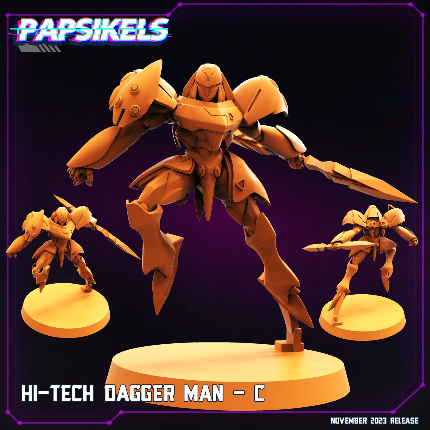 Hi-Tech Dagger Man -  Resin Miniature - Tabletop  miniature - Fantasy Miniature - 32mm - D&D -  Sci-fi Miniature - Papsikel