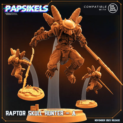 Raptor Skull Hunters- Resin Miniature - Tabletop miniature - Fantasy Miniature - 32mm - D&D - Sci-fi Miniature - Papsikel