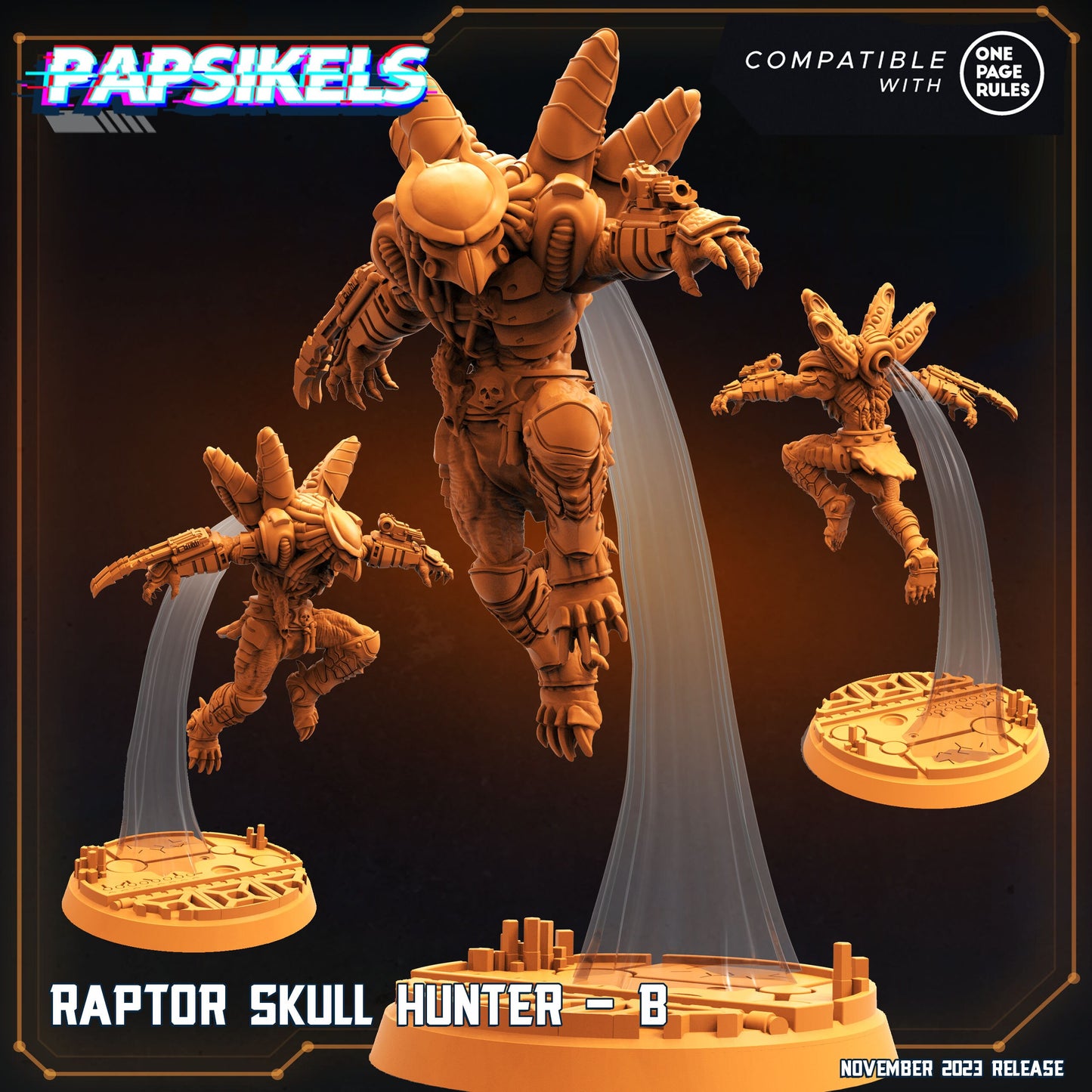 Raptor Skull Hunters-  Resin Miniature - Tabletop  miniature - Fantasy Miniature - 32mm - D&D -  Sci-fi Miniature - Papsikel