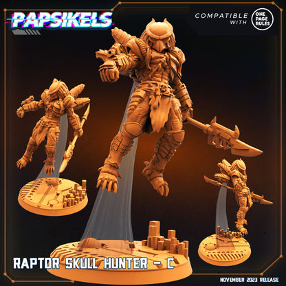 Raptor Skull Hunters-  Resin Miniature - Tabletop  miniature - Fantasy Miniature - 32mm - D&D -  Sci-fi Miniature - Papsikel