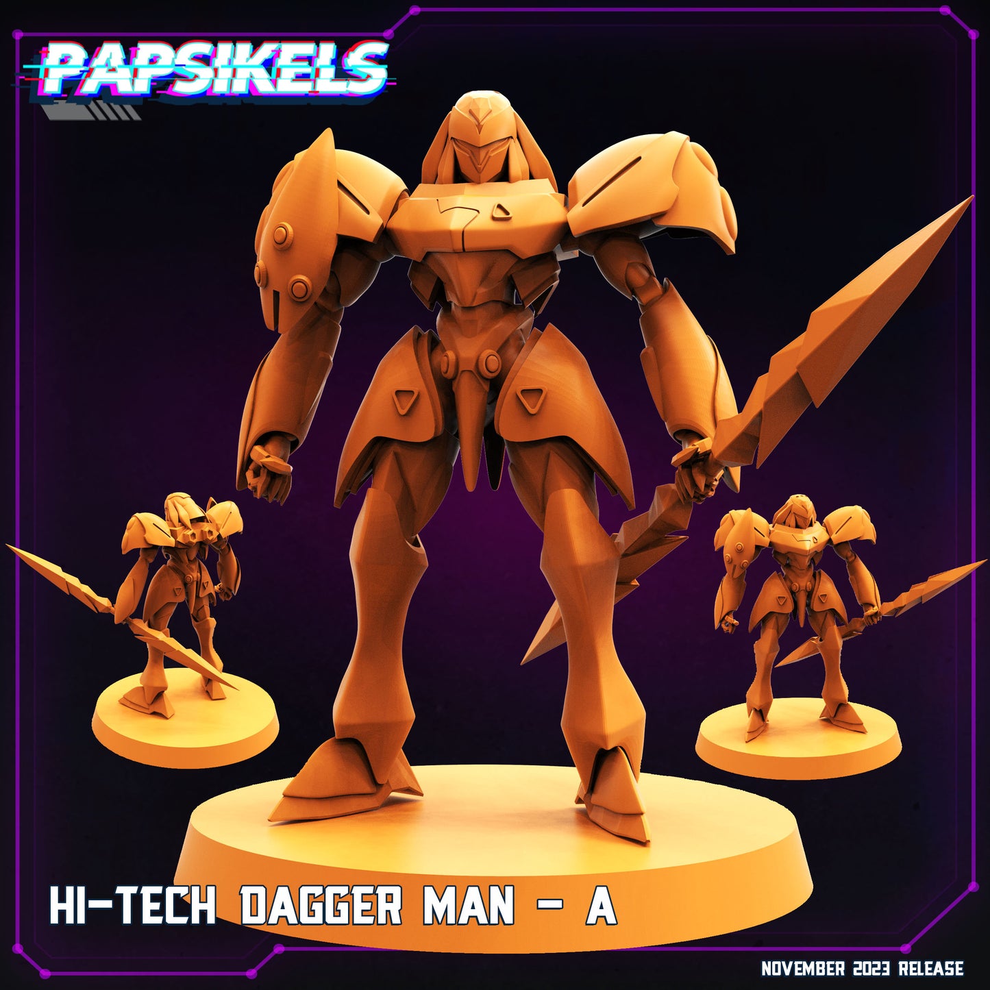 Hi-Tech Dagger Man -  Resin Miniature - Tabletop  miniature - Fantasy Miniature - 32mm - D&D -  Sci-fi Miniature - Papsikel