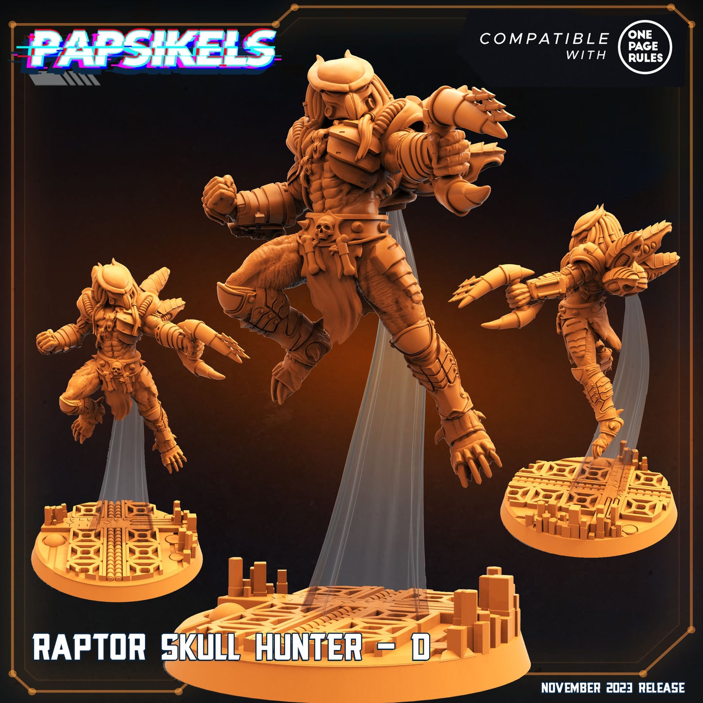 Raptor Skull Hunters-  Resin Miniature - Tabletop  miniature - Fantasy Miniature - 32mm - D&D -  Sci-fi Miniature - Papsikel