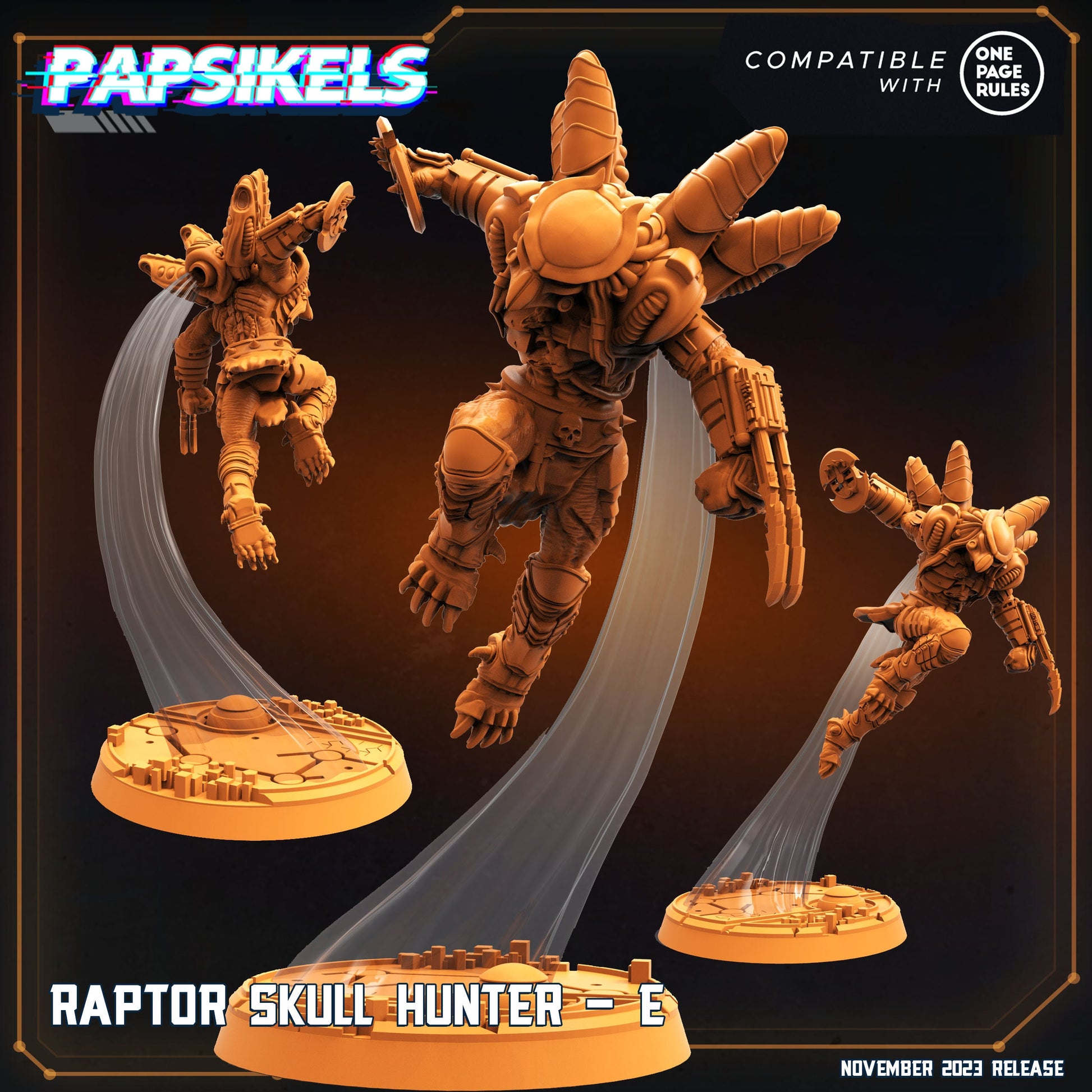 Raptor Skull Hunters- Resin Miniature - Tabletop miniature - Fantasy Miniature - 32mm - D&D - Sci-fi Miniature - Papsikel