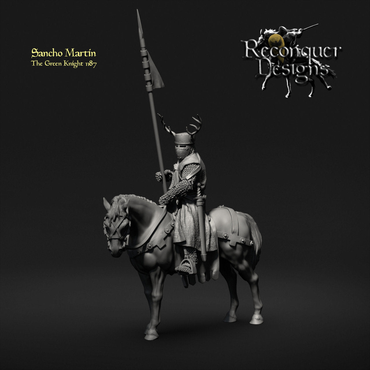 Green Knight -  Resin Miniature - Tabletop  miniature - Medieval Miniature