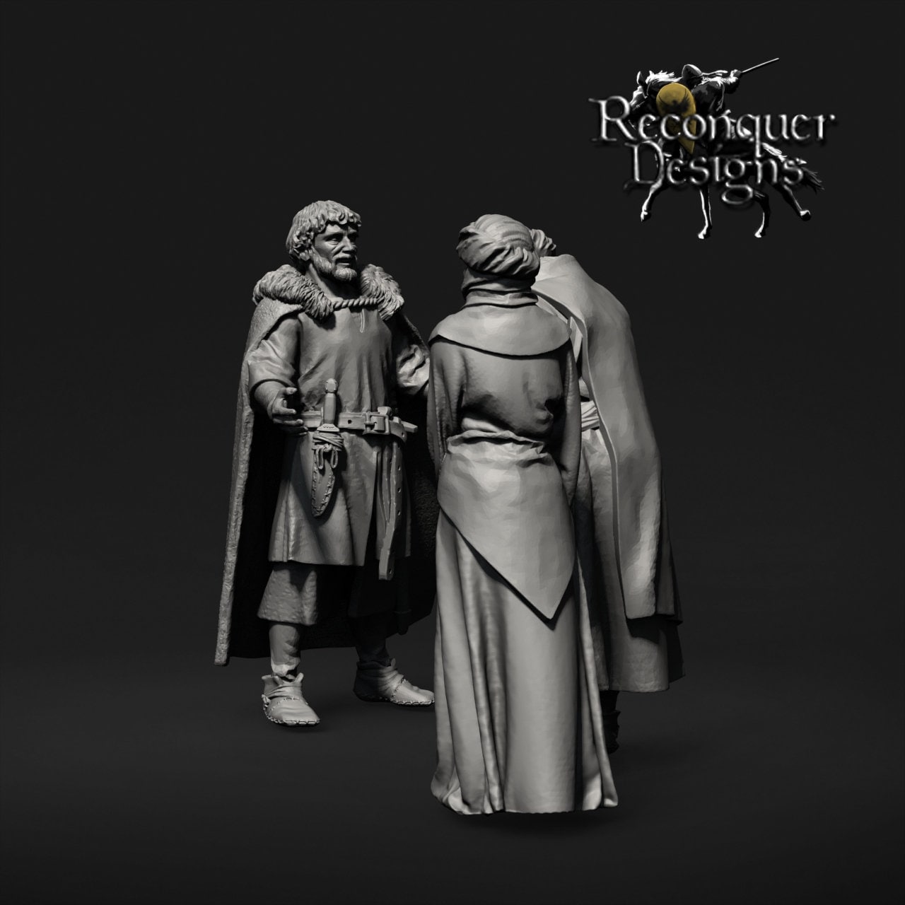 Don Muno and Aboabdil  -  Resin Miniature - Tabletop  miniature - Medieval Miniature