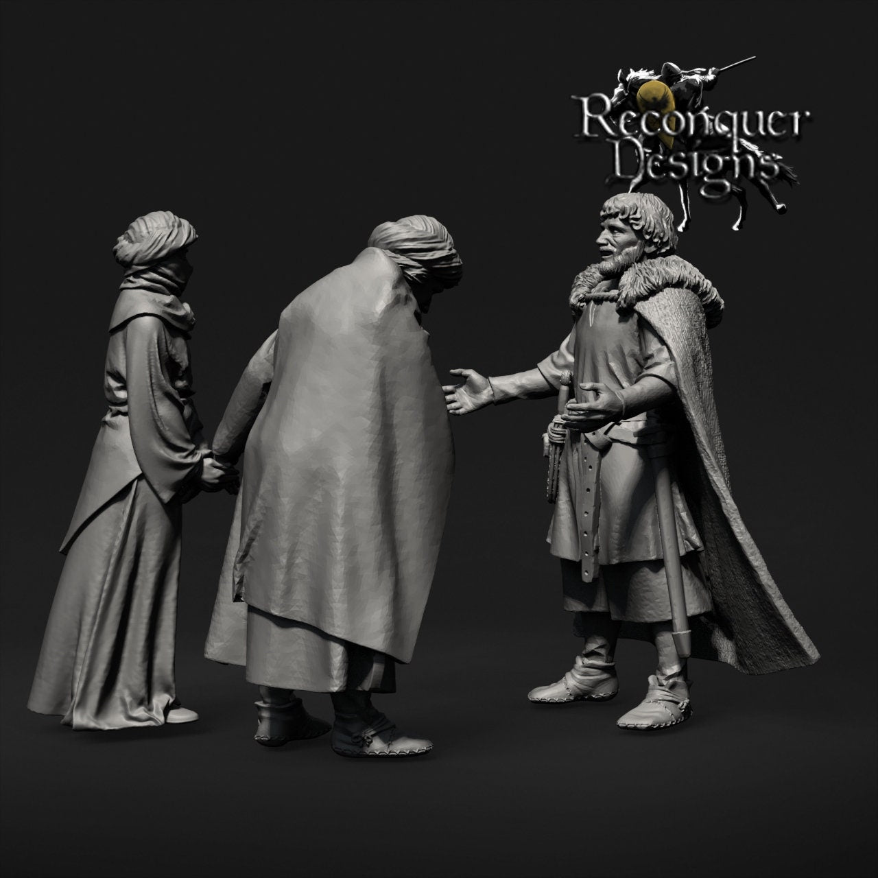 Don Muno and Aboabdil - Resin Miniature - Tabletop miniature - Medieval Miniature