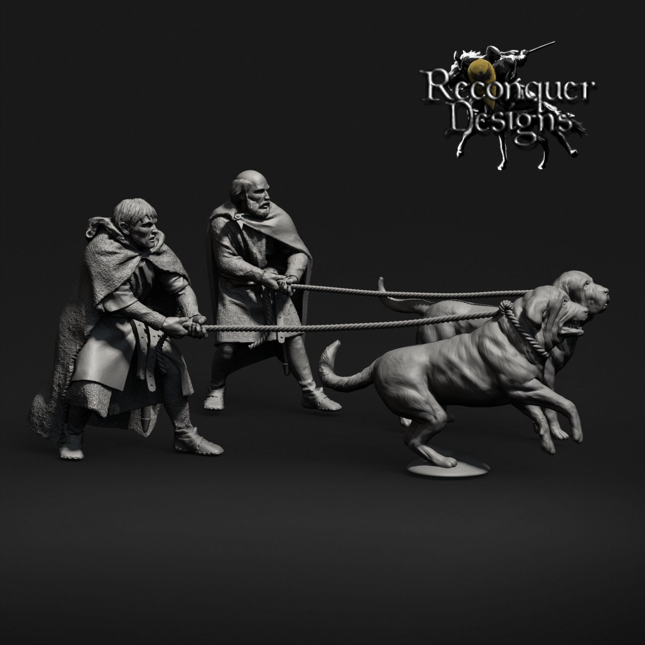 Dog Handlers  -  Resin Miniature - Tabletop  miniature - Medieval Miniature