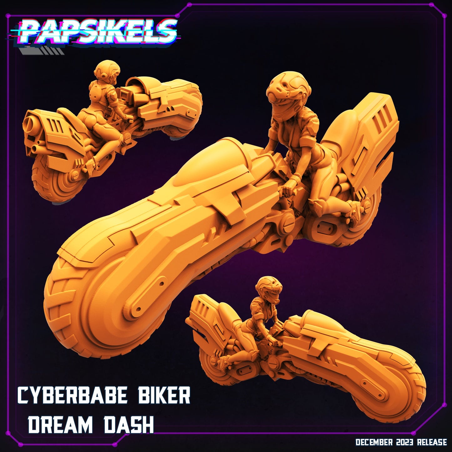 Cyberbabe Biker -  Resin Miniature - Tabletop  miniature - Fantasy Miniature - 32mm - D&D -  Sci-fi Miniature - Papsikel