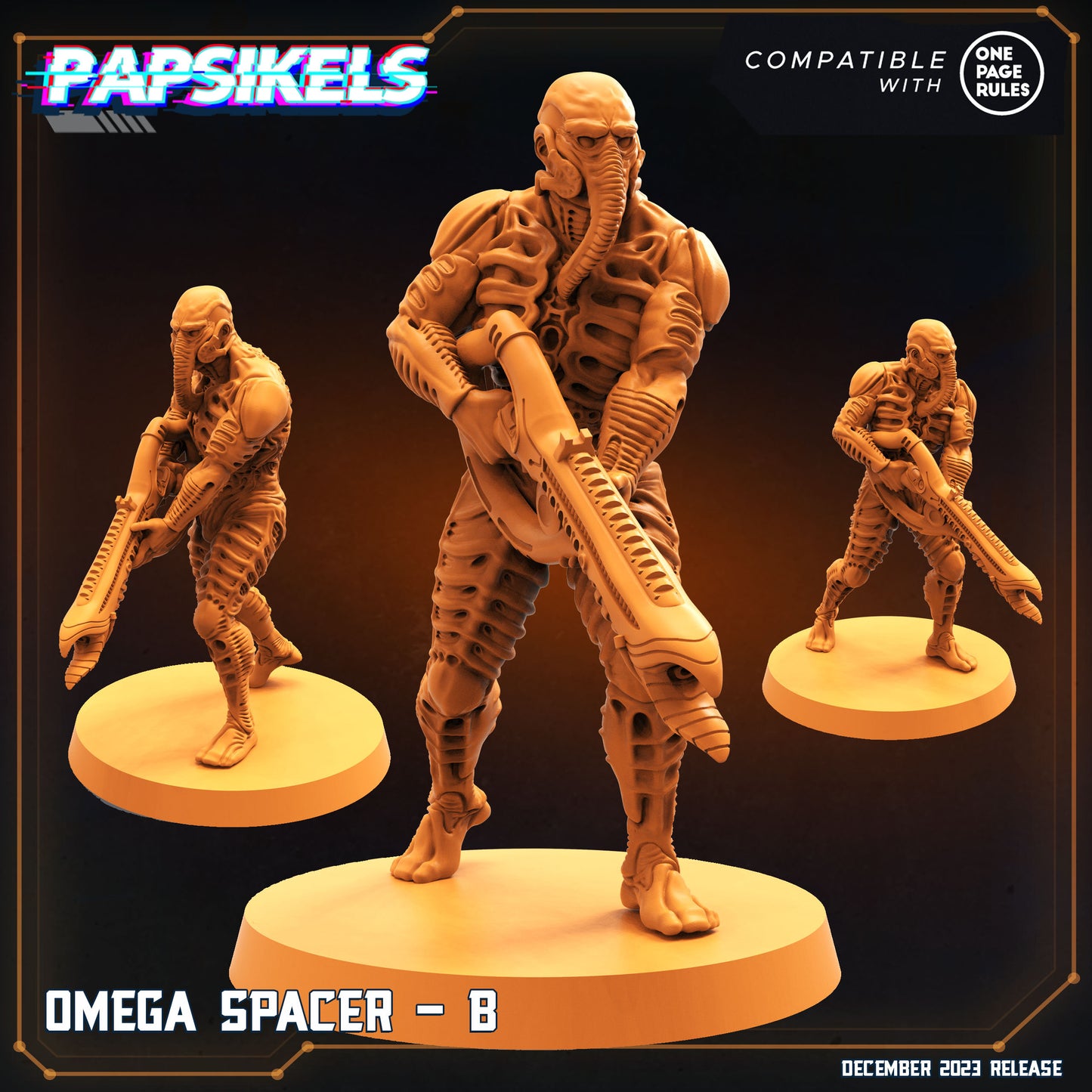 Omega Spacer - 3 Variants -  Resin Miniature - Tabletop  miniature - Fantasy Miniature - 32mm - D&D -  Sci-fi Miniature - Papsikel