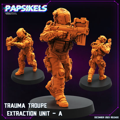 Trauma Troupe Extraction Unit -  Resin Miniature - Tabletop  miniature - Fantasy Miniature - 32mm - D&D -  Sci-fi Miniature- Papsikel