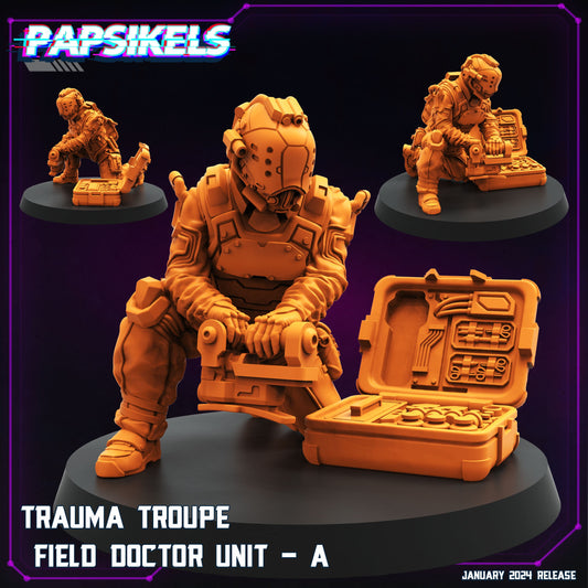 Trauma Troupe Field Doctor -  Resin Miniature - Tabletop  miniature - Fantasy Miniature - 32mm - D&D -  Sci-fi Miniature- Papsikel