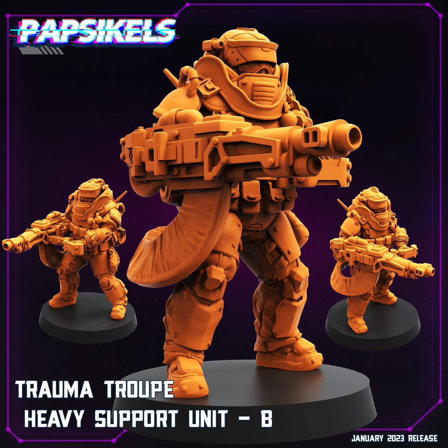 Trauma Troupe Heavy  Support -  Resin Miniature - Tabletop  miniature - Fantasy Miniature - 32mm - D&D -  Sci-fi Miniature- Papsikel