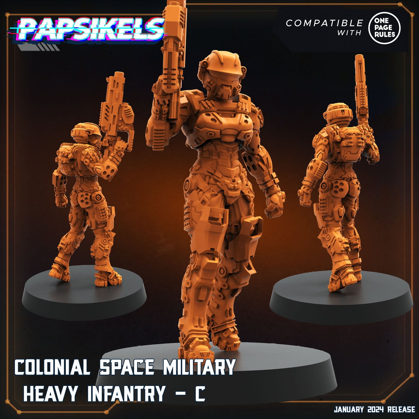Colonial Military Heavy Infantry - Resin Miniature - Tabletop miniature - Fantasy Miniature - 32mm - D&D - Sci-fi Miniature- Papsikel