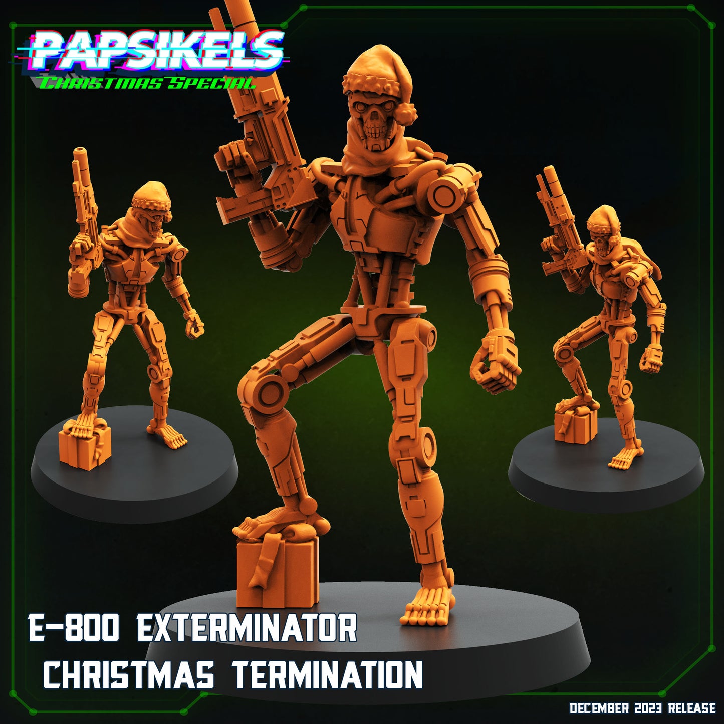 E-800 exterminator Christmas  -  Resin Miniature - Tabletop  miniature - Fantasy Miniature - 32mm - D&D -  Sci-fi Miniature - Papsikel