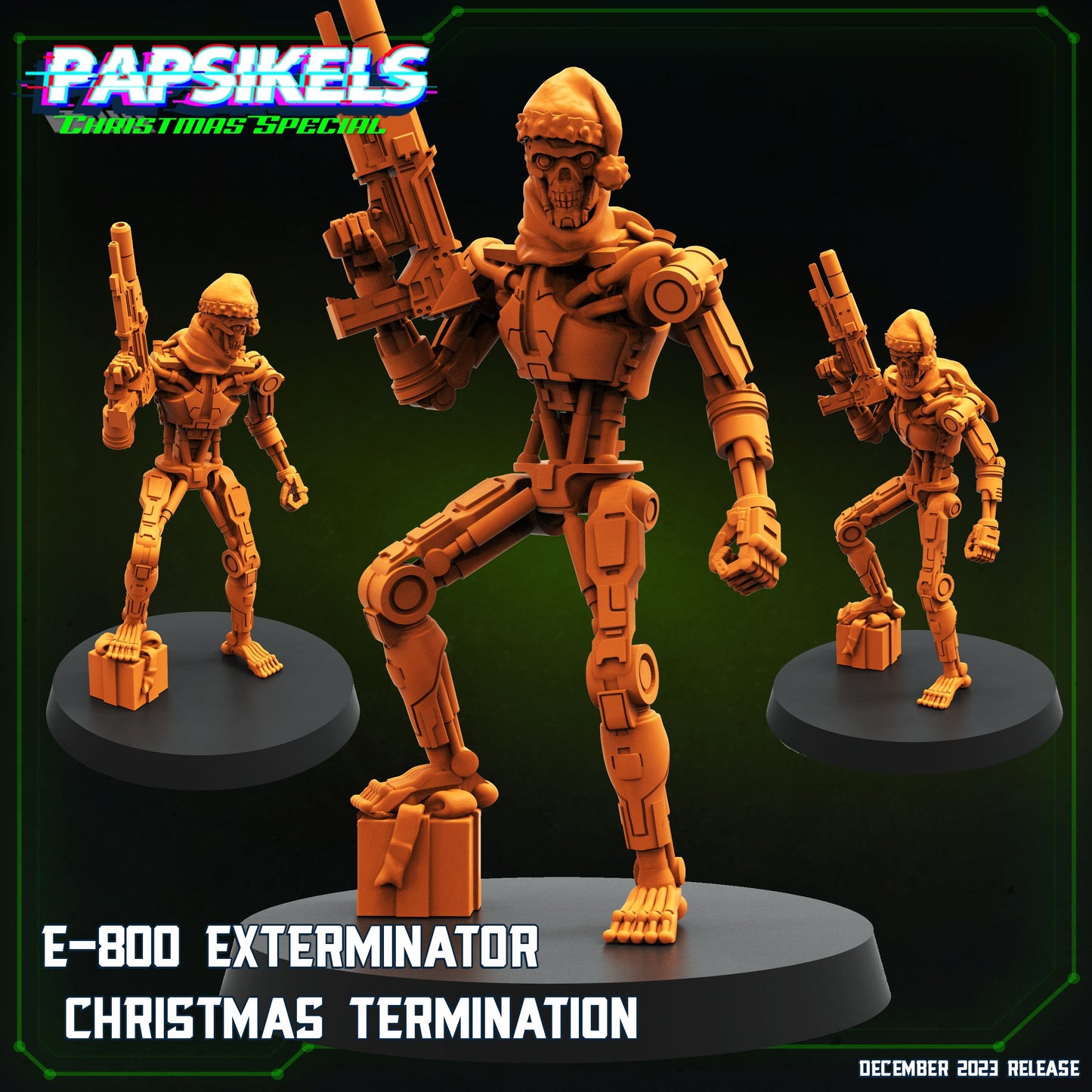 E-800 exterminator Christmas - Resin Miniature - Tabletop miniature - Fantasy Miniature - 32mm - D&D - Sci-fi Miniature - Papsikel