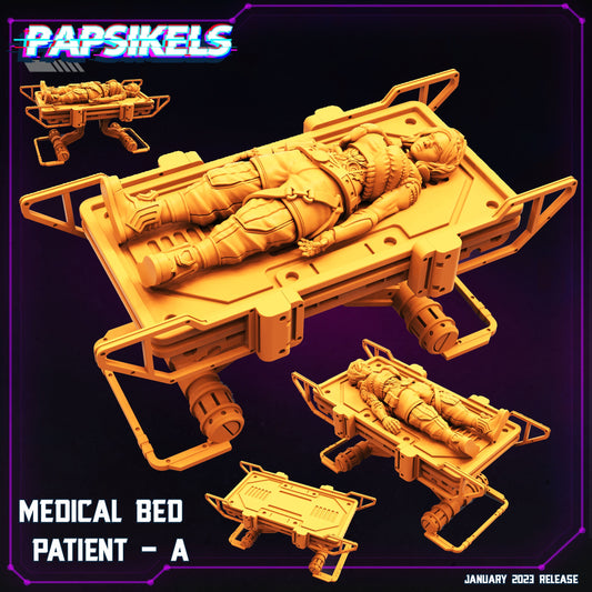 Medical  bed Patient -  Resin Miniature - Tabletop  miniature - Fantasy Miniature - 32mm - D&D -  Sci-fi Miniature- Papsikel