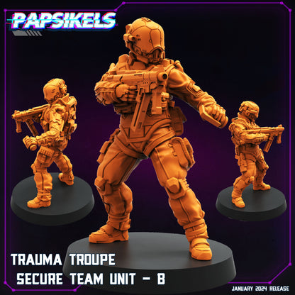 Trauma Troupe Secure Team -  Resin Miniature - Tabletop  miniature - Fantasy Miniature - 32mm - D&D -  Sci-fi Miniature- Papsikel