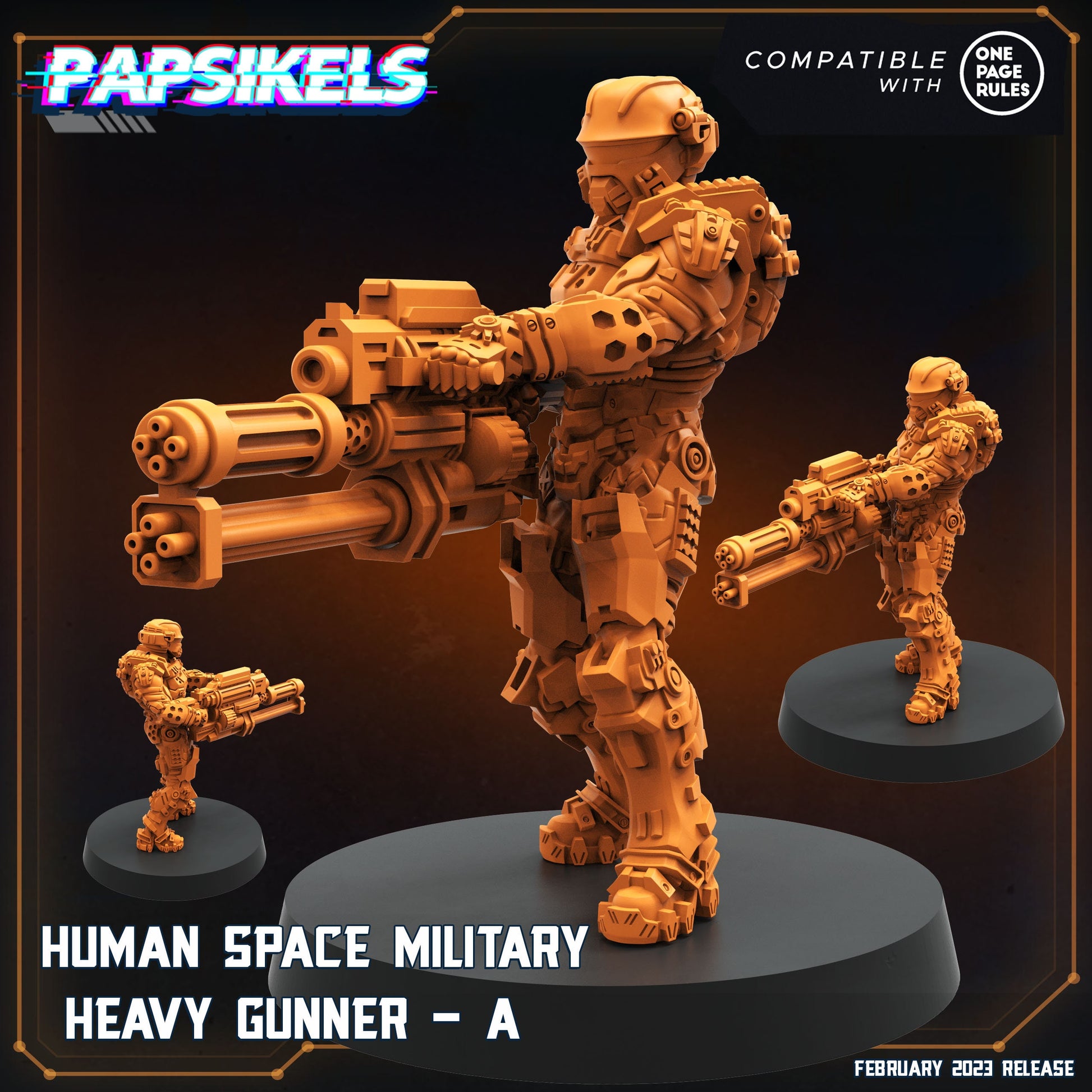 Human Space Heavy Gunner - Resin Miniature - Tabletop miniature - Fantasy Miniature - 32mm - D&D - Sci-fi Miniature - Papsikel
