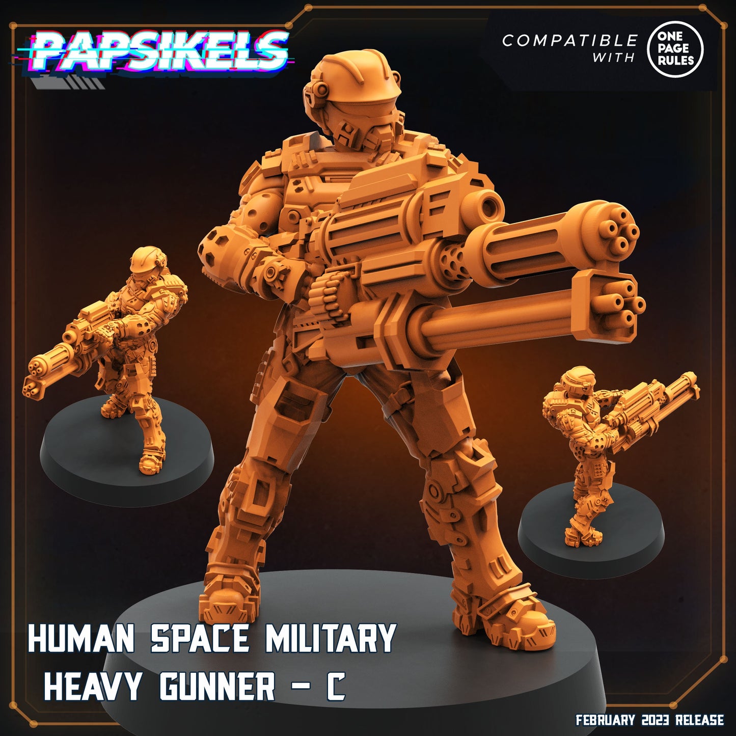 Human Space Heavy Gunner - Resin Miniature - Tabletop miniature - Fantasy Miniature - 32mm - D&D - Sci-fi Miniature - Papsikel