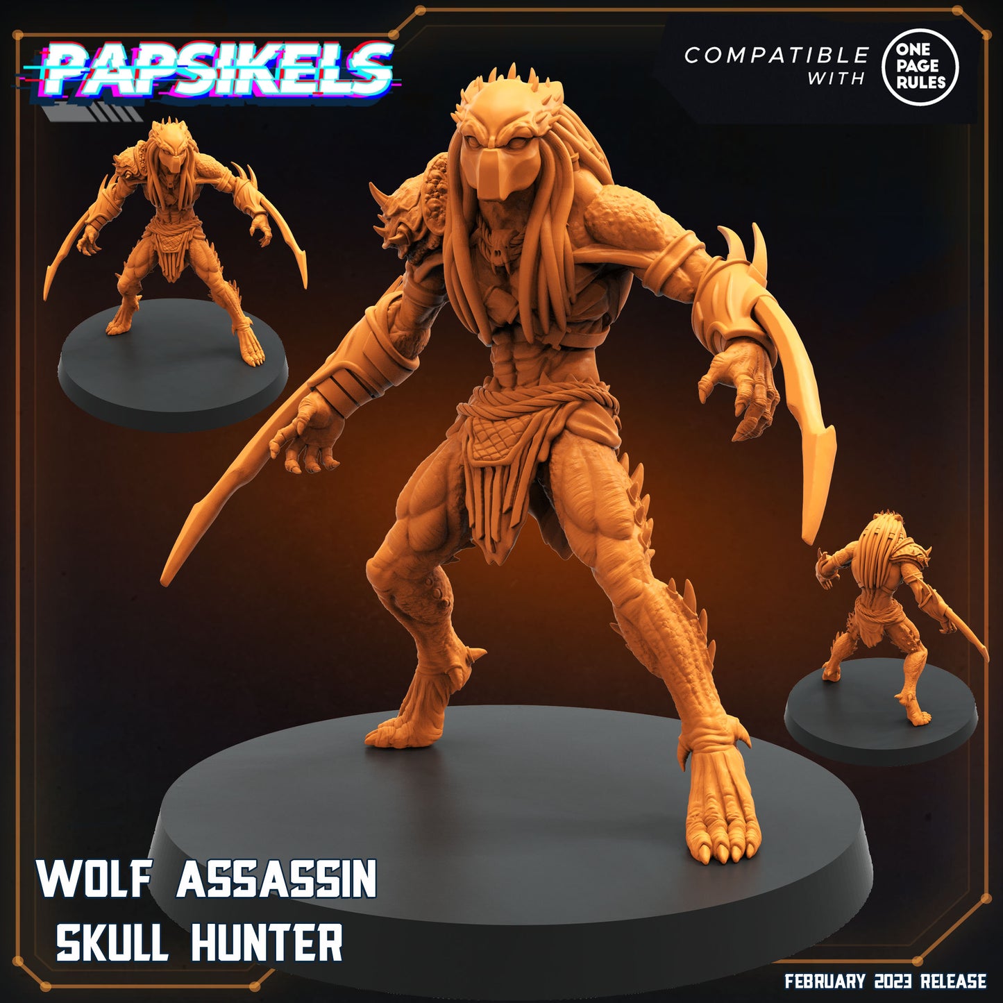 Wolf Assassin Skull Hunter  -  Resin Miniature - Tabletop  miniature - Fantasy Miniature - 32mm - D&D -  Sci-fi Miniature - Papsikel