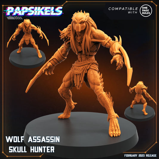 Wolf Assassin Skull Hunter - Resin Miniature - Tabletop miniature - Fantasy Miniature - 32mm - D&D - Sci-fi Miniature - Papsikel