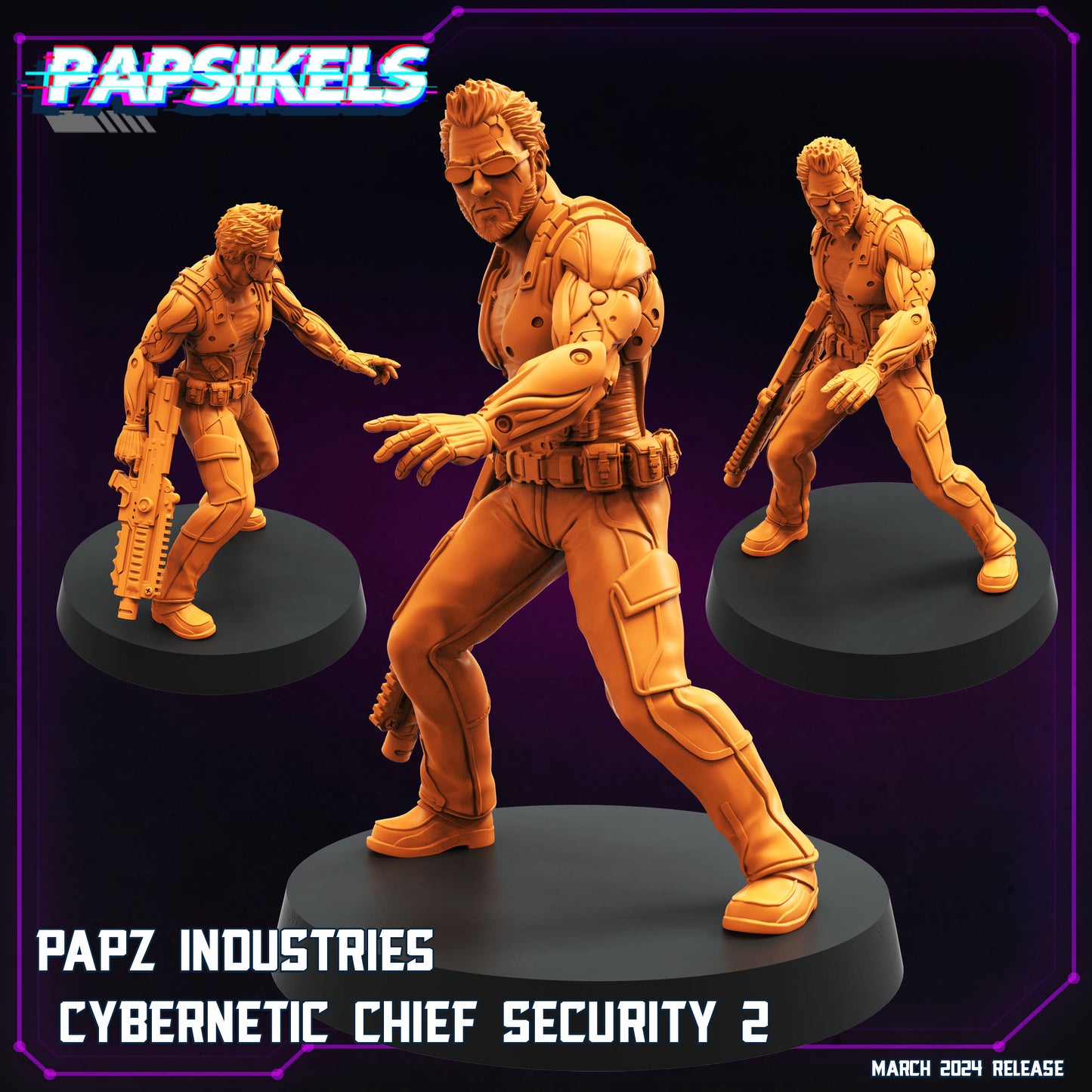 Cybernetic Chef Security -  Resin Miniature - Tabletop  miniature - Fantasy Miniature - 32mm - D&D -  Sci-fi Miniature- Papsikel