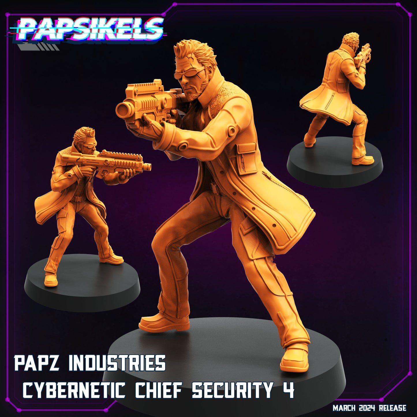 Cybernetic Chef Security -  Resin Miniature - Tabletop  miniature - Fantasy Miniature - 32mm - D&D -  Sci-fi Miniature- Papsikel