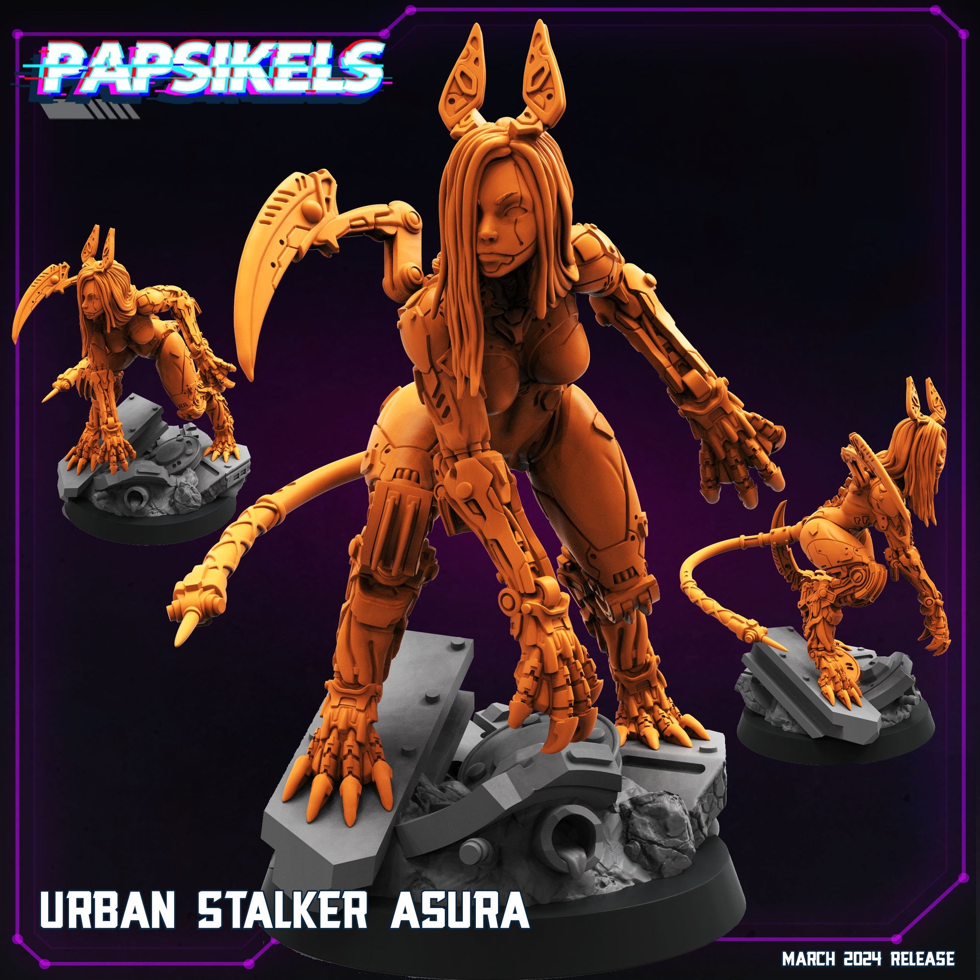 Urban Stalker Asura - Resin Miniature - Tabletop miniature - Fantasy Miniature - 32mm - D&D - Sci-fi Miniature- Papsikel