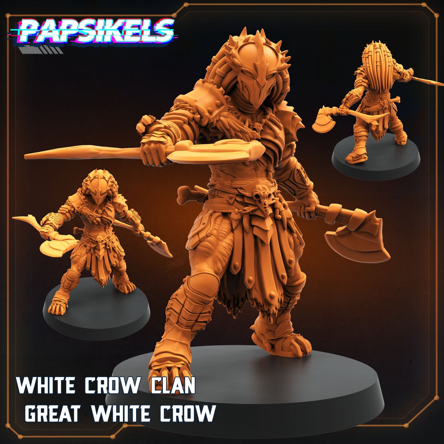 White Crow Clan -  Resin Miniature - Tabletop  miniature - Fantasy Miniature - 32mm - D&D -  Sci-fi Miniature- Papsikel