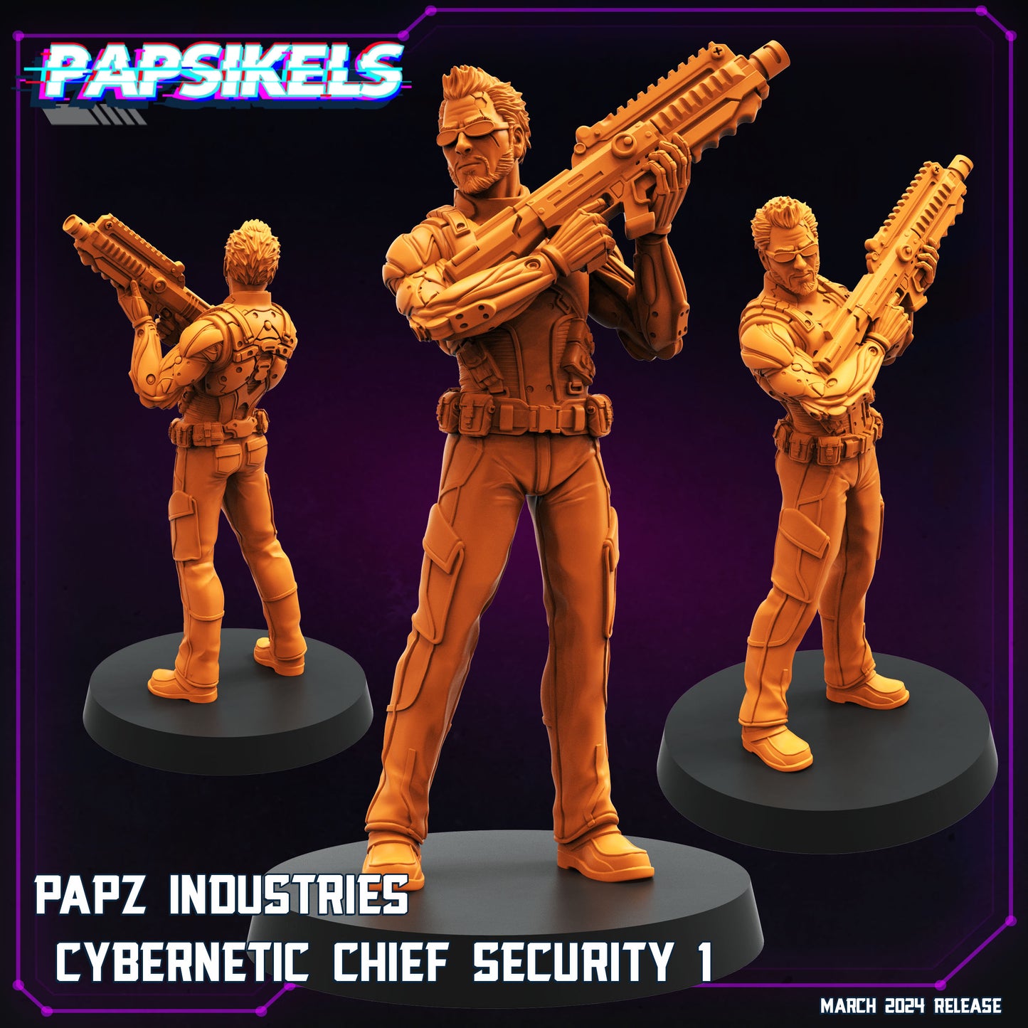 Cybernetic Chef Security -  Resin Miniature - Tabletop  miniature - Fantasy Miniature - 32mm - D&D -  Sci-fi Miniature- Papsikel