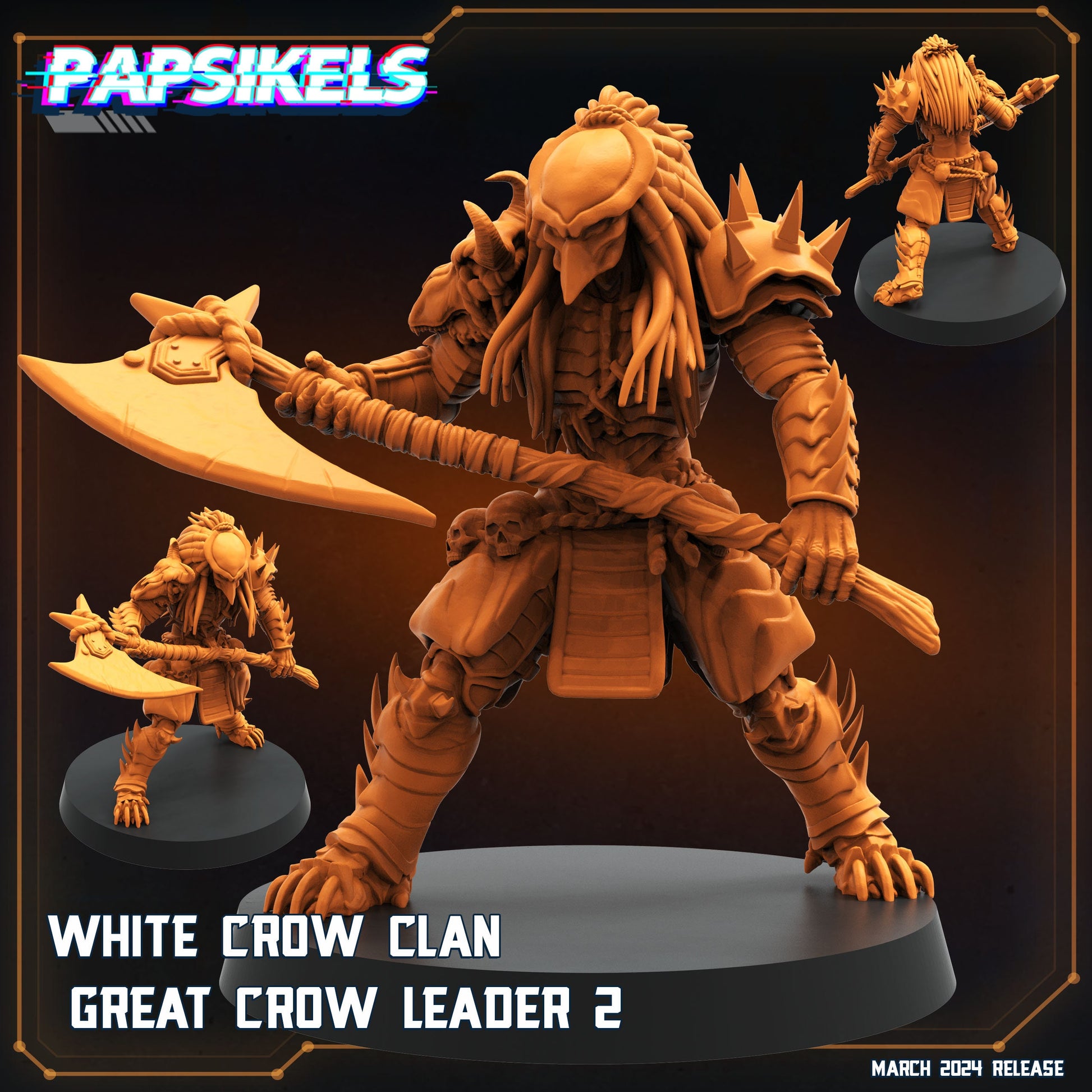 White Crow Clan - Resin Miniature - Tabletop miniature - Fantasy Miniature - 32mm - D&D - Sci-fi Miniature- Papsikel