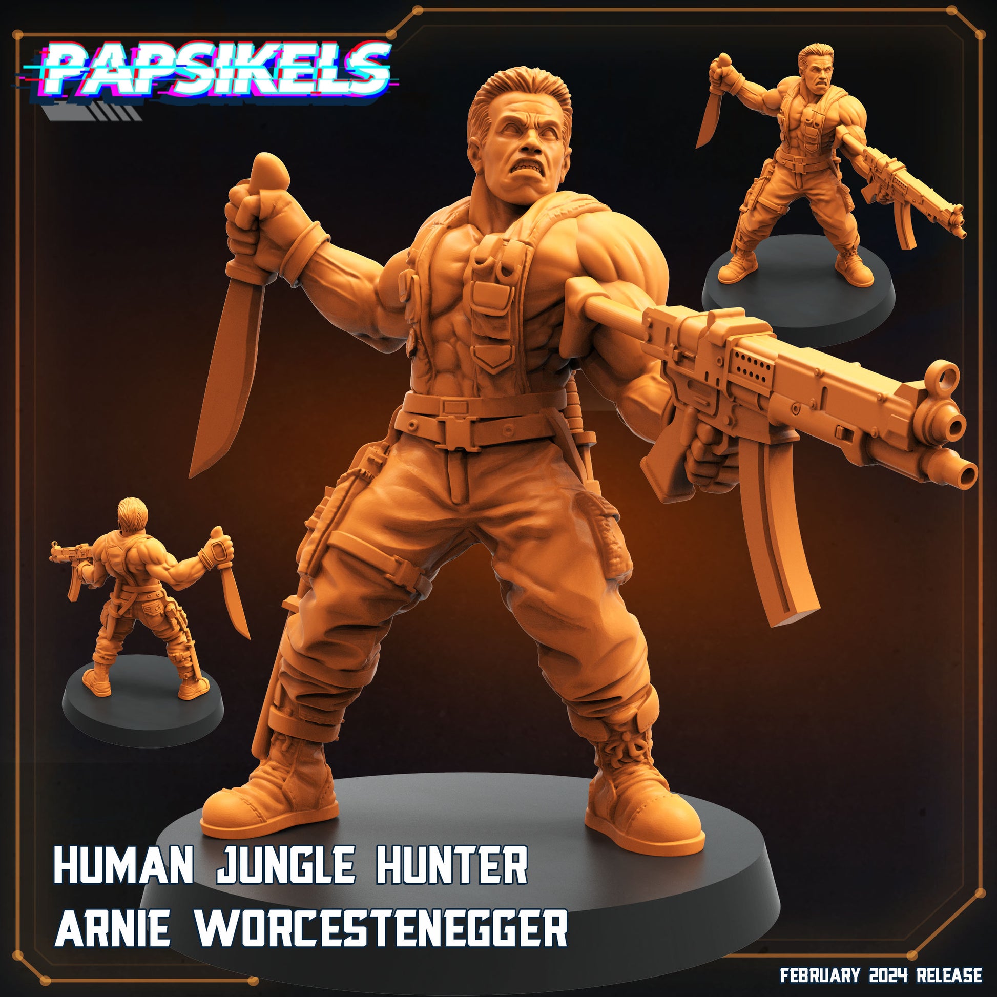 Arnie Worcestenegger - Resin Miniature - Tabletop miniature - Fantasy Miniature - 32mm - D&D - Sci-fi Miniature- Papsikel