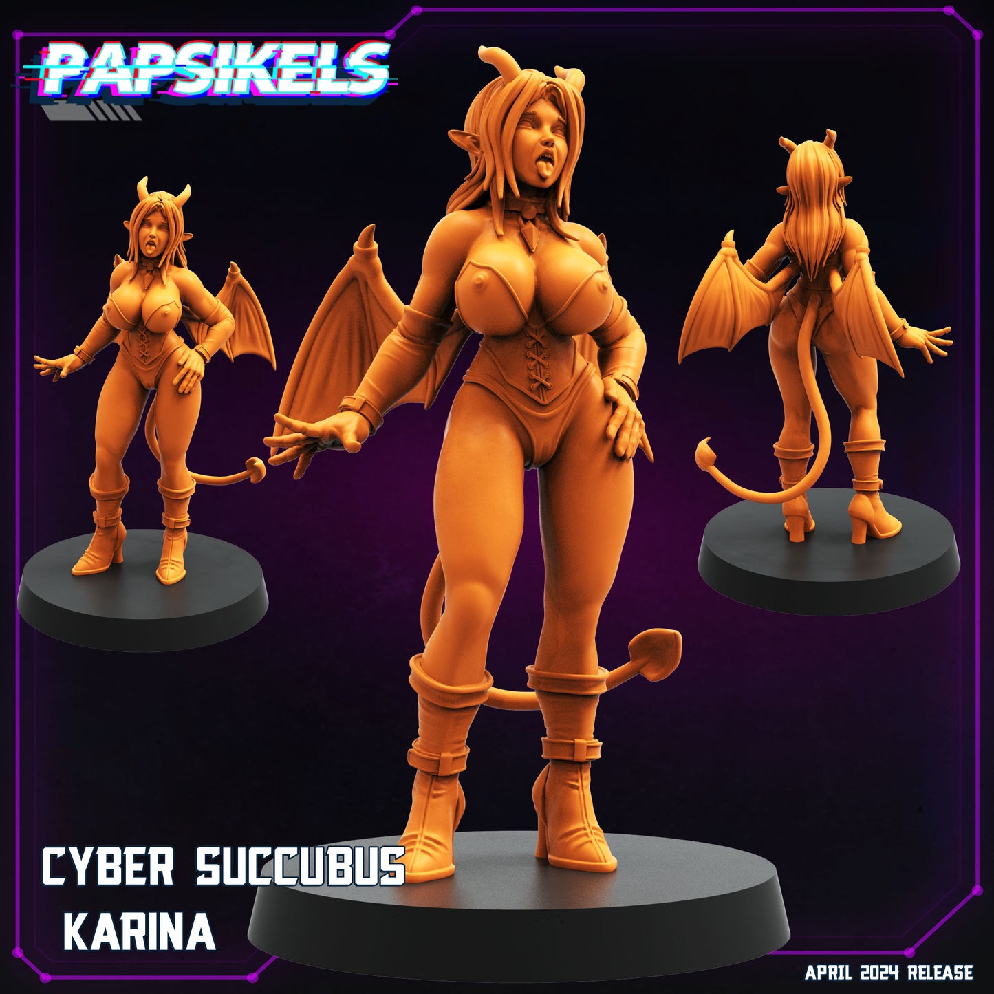 Cyber Succubus -  Resin Miniature - Tabletop  miniature - Fantasy Miniature - 32mm - D&D -  Sci-fi Miniature - Papsikel