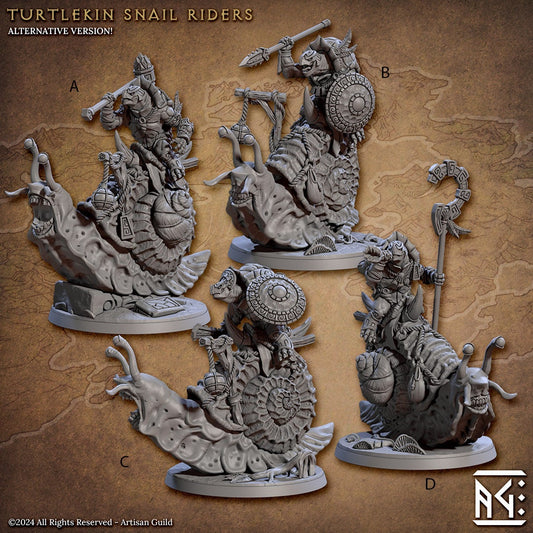 Turtlekin Snail Riders - 3D Printed Miniature - Fantasy Miniature -Tabletop  Miniature - Tabletop Miniature - D&D - Artisan Guild DnD