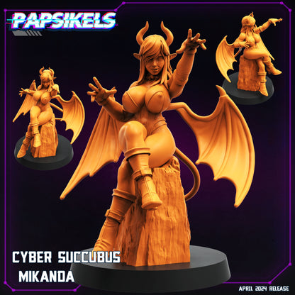 Cyber Succubus -  Resin Miniature - Tabletop  miniature - Fantasy Miniature - 32mm - D&D -  Sci-fi Miniature - Papsikel