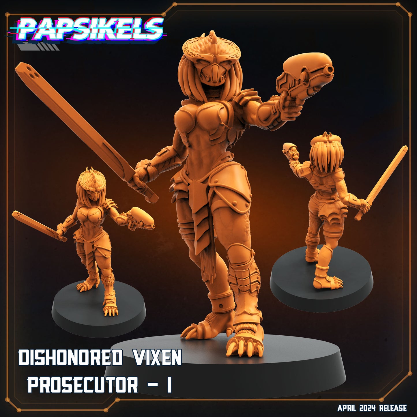 Dishonored Vixen Prosecutor -  Resin Miniature - Tabletop  miniature - Fantasy Miniature - 32mm - D&D -  Sci-fi Miniature - Papsikel